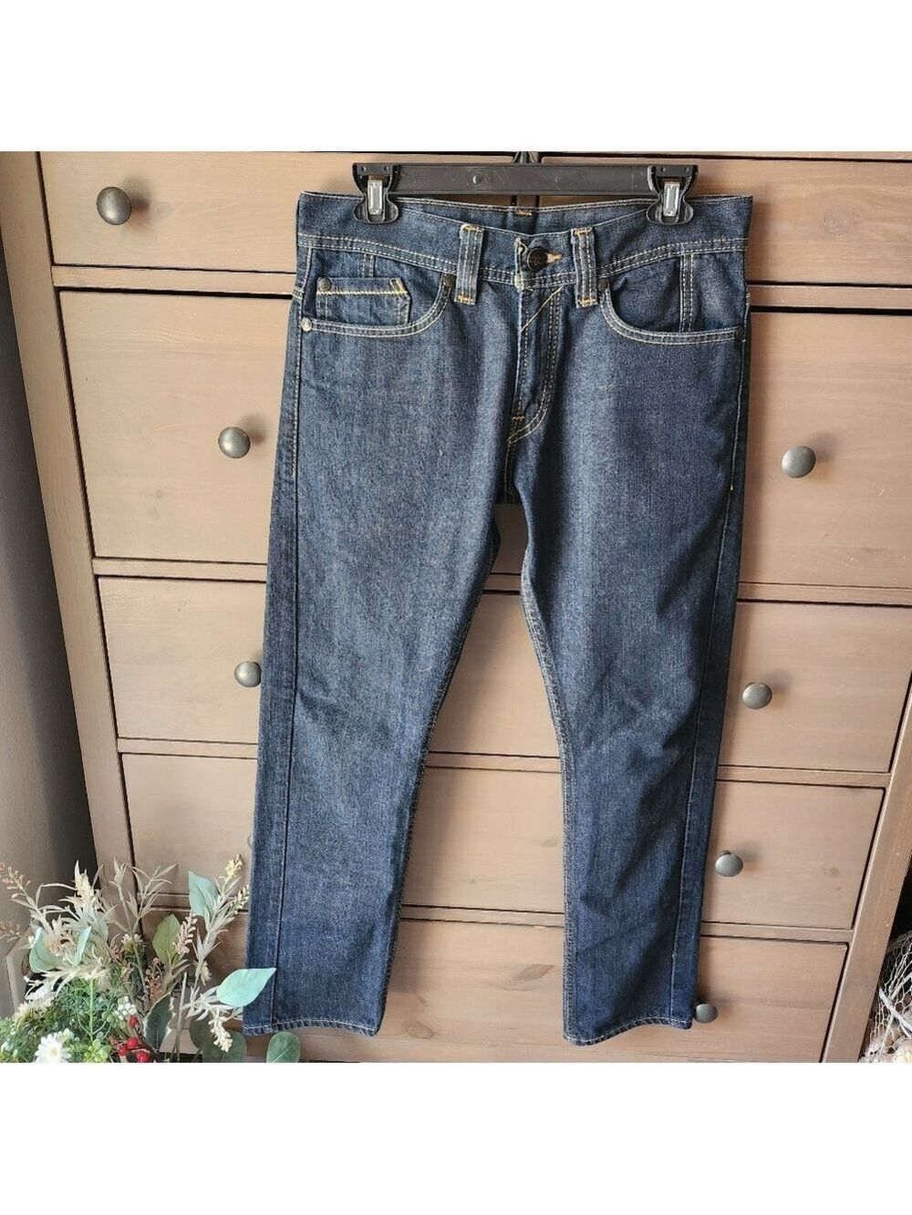 Men's Dark Blue Straight-Leg Jeans